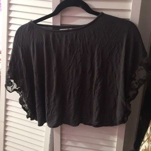 Gray H&M Lace flowy crop top
